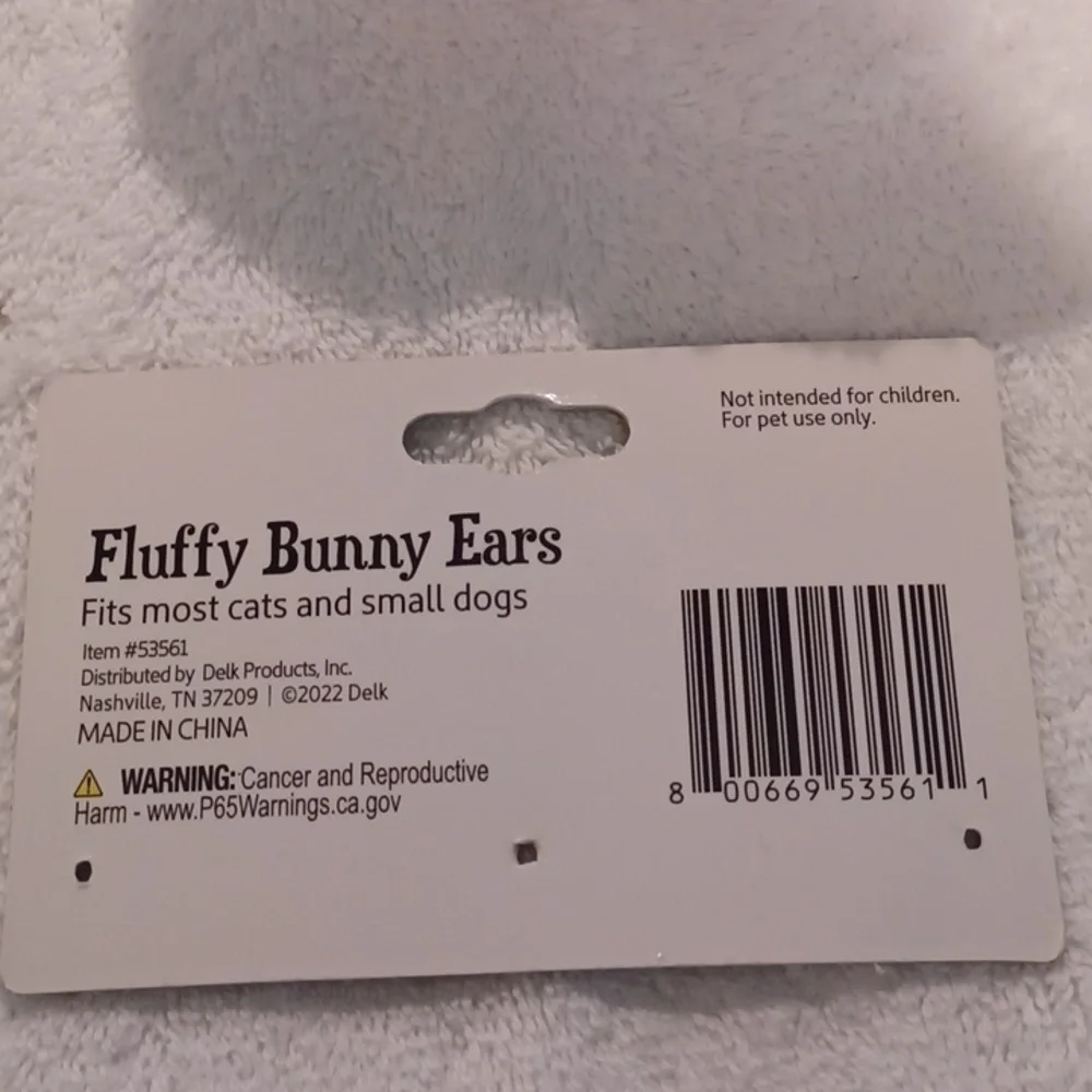 Fluffy bunny ears for small cats and dogs pink and gray